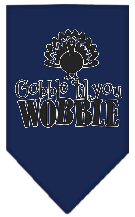 Gobble til You Wobble Screen Print Bandana Navy Blue Small